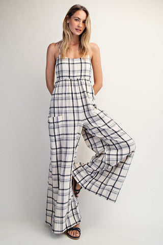 Cottiera Checker Smocked Jumpsuit