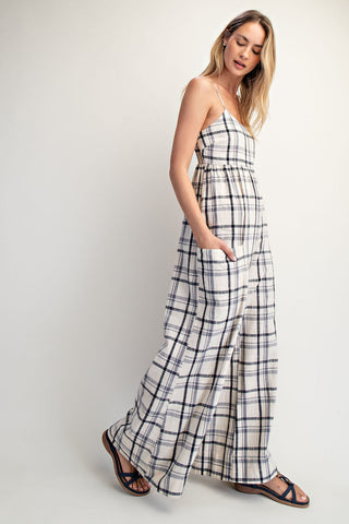 Cottiera Checker Smocked Jumpsuit