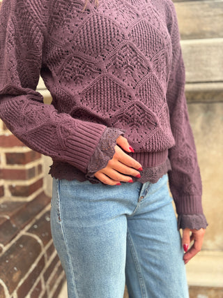 Another Love Torrance Crochet Sweater detail view