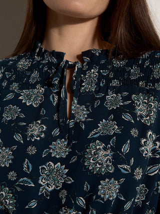 Apricot Folk Floral Chiffon Dress detail