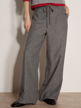 Apricot Herringbone Wide Leg Pants