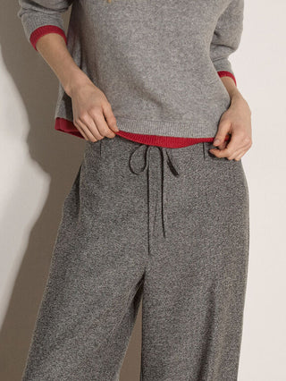 Apricot Herringbone Wide Leg Pants