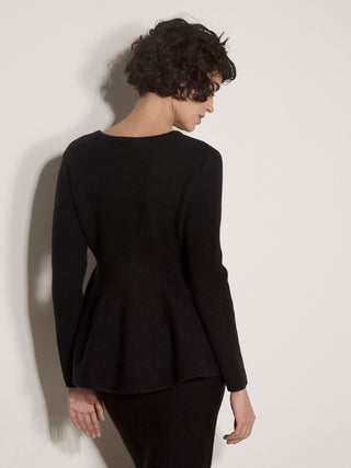 Apricot Peplum Hem Ribbed Knit Cardigan