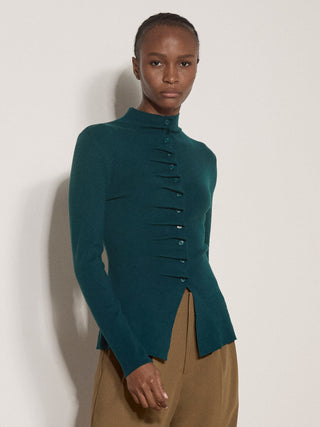 Apricot Fine Knit Ruched Cardigan