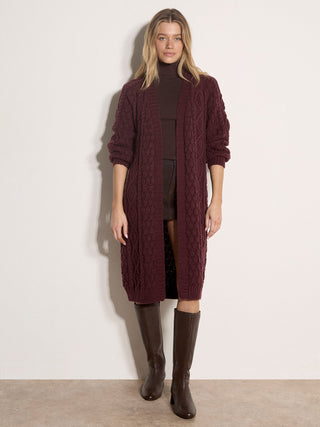 Apricot Chunky Cable Knit Longline Cardigan