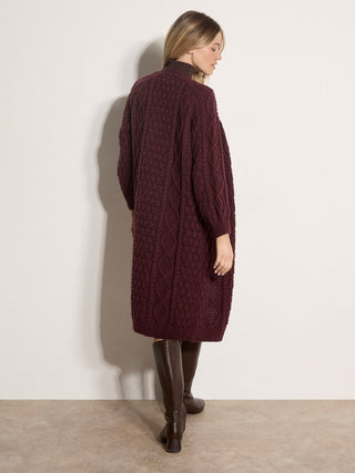 Apricot Chunky Cable Knit Longline Cardigan