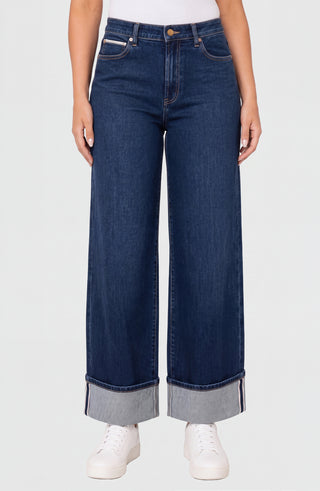 Liverpool Selvedge Morgan High Rise Cuffed Wide Leg Jean
