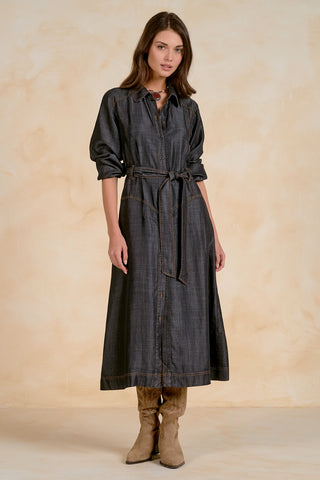 Elan Long Sleeve Collared Maxi Dress