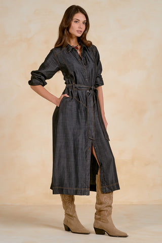 Elan Long Sleeve Collared Maxi Dress