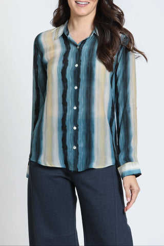 Watercolor Stripe Button-Up Shirt