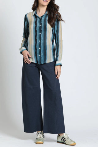 Watercolor Stripe Button-Up Shirt