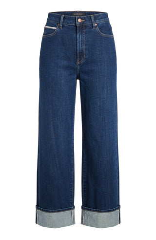 Liverpool Selvedge Morgan High Rise Cuffed Wide Leg Jean