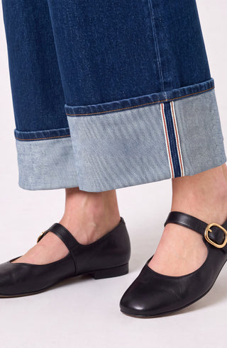 Liverpool Selvedge Morgan High Rise Cuffed Wide Leg Jean