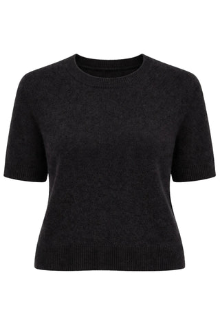 Susie Fuzzy Sweater by Another Love in black, front view