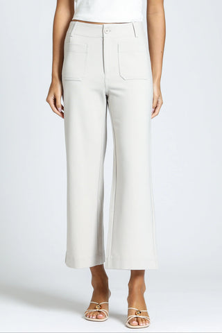 Champagne Ponte Cropped Wide Leg Pant