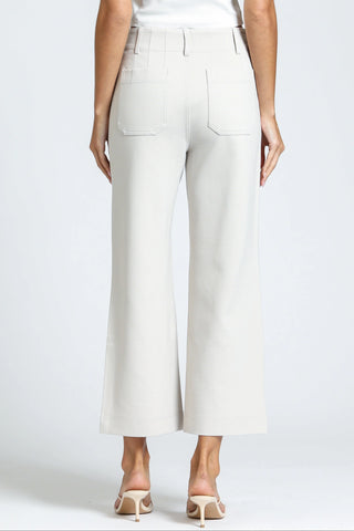 Champagne Ponte Cropped Wide Leg Pant