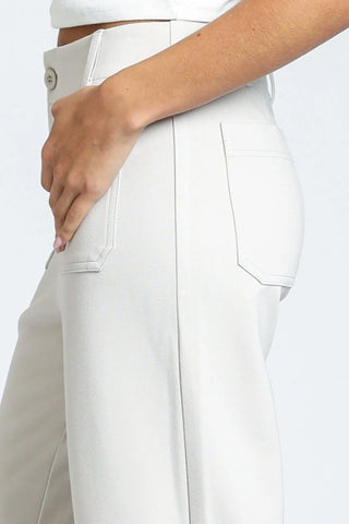 Champagne Ponte Cropped Wide Leg Pant