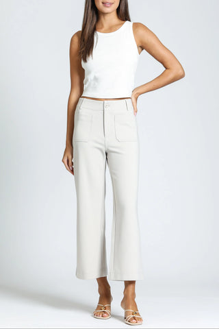 Champagne Ponte Cropped Wide Leg Pant