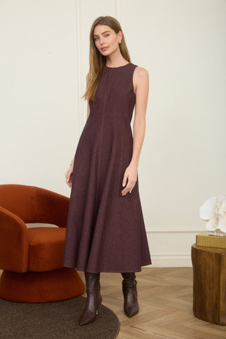 Plum Seamed Midi Dress