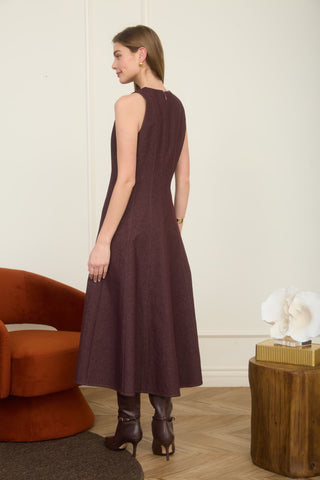Plum Seamed Midi Dress