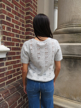 Another Love Pointelle Lace Short Sleeve Sweater