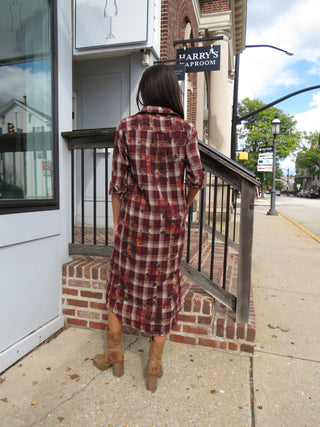 Back view of the Autumn Plaid Cotton Shirt Dress