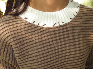 Contrast Stitch Ribbed Sweater