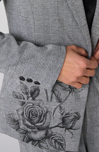 Liverpool Glen Plaid Tailored Blazer, cuff detail
