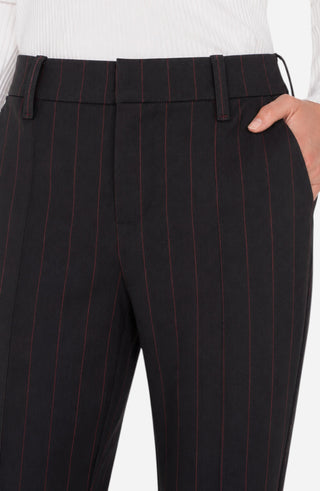 Liverpool Gemma Tapered Leg Trouser in Black Dark Oxblood, detail view