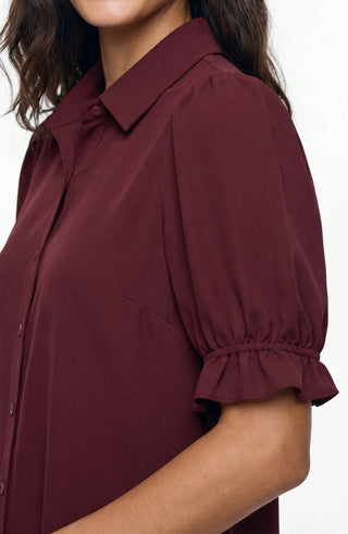 Liverpool Oxblood Snap Front Knit Shirt, detail view