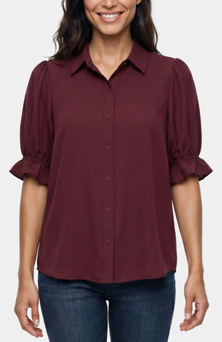 Liverpool Oxblood Snap Front Knit Shirt, front view