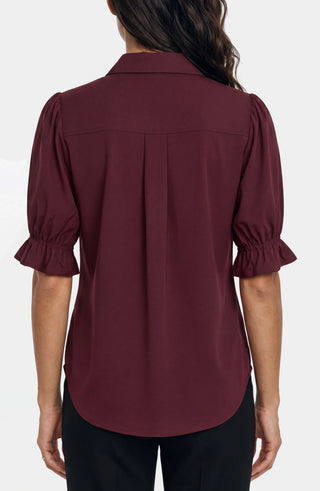 Liverpool Oxblood Snap Front Knit Shirt, back view