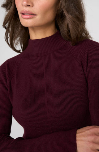Liverpool Oxblood Long Sleeve Turtleneck Sweater, detail view