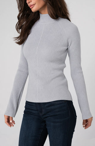 Liverpool Heather Grey Long Sleeve Turtleneck Sweater, front view