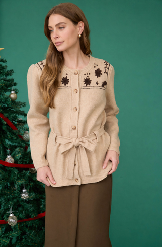 Zoe and Claire Floral Belted Cardigan