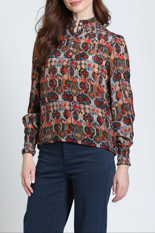 Mosaic Puff Sleeve Blouse