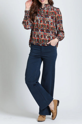 Mosaic Puff Sleeve Blouse