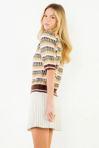 Mocha Geometric Knit Top