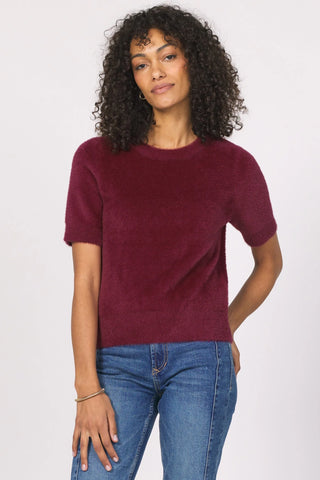 Susie Fuzzy Sweater by Another Love in red, front view