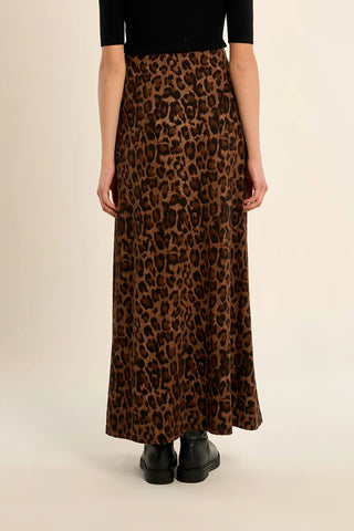 Mocha Leopard Maxi Skirt by Molly Bracken, back view