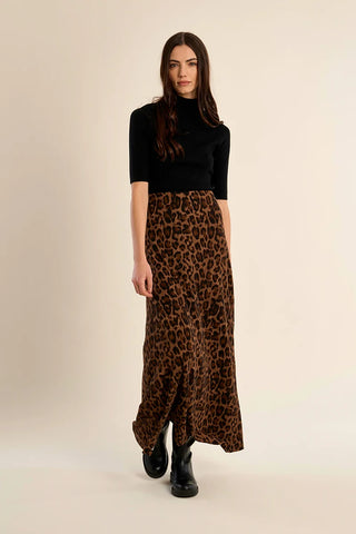 Mocha Leopard Maxi Skirt by Molly Bracken, front view