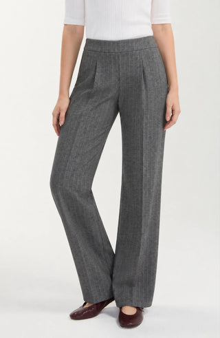 Liverpool Heather Grey Ticking Stripe Pull On Trouser, front view